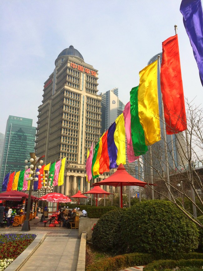 Outside the Oriental Pearl TV Tower